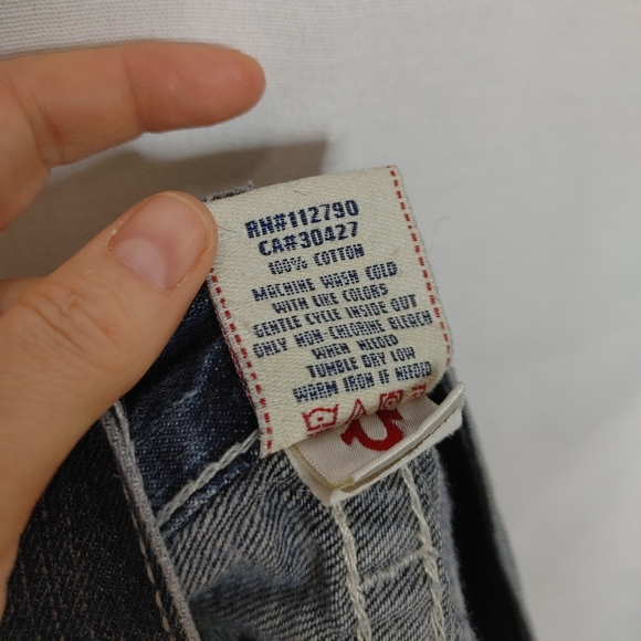 True Religion Ricky Cutoff Jeans Denim Micro Shorts Low Rise Flap Pocket Y2K 32 - Picture 9 of 9